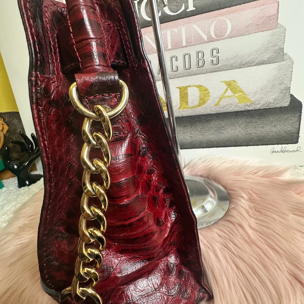 Michael Kors Red Python-Embossed Leather Tote - image 3